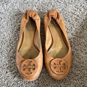 Tory Burch Camel Leather Flats